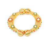 Gold Bangle With Multi-Color Embedded Stones