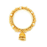 Gold Bangle With Tiny Pearls and Jhumka Drop