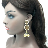 Gold Blue Jhumka Earrings