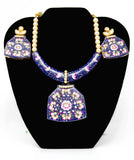 Blue Meenakari Necklace Set with Earrings