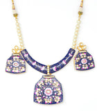 Blue Meenakari Necklace Set with Earrings