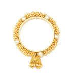 Gold Bangle With Pearls and Jhumka Drop