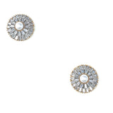 Gold Earrings Tops with White and Pearl Stones