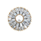Gold Earrings Tops with Zircon and Pearl Stones