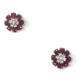 Gold Earrings Tops with White and Pink Stones