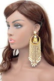 Gold Jhumka Pearl Fringe Earrings