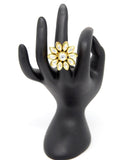 Gold Kundan Flower Ring