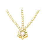 Gold Kundan Maangtikka with Three Kundan Beads