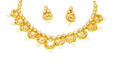 Gold Kundan Necklace Set With Earrings and Pearl Drops