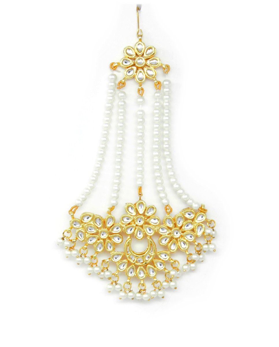 Gold Kundan Passas With Multiple Pearl Beads