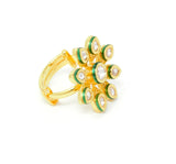 Gold Kundan Small Ring With Flower Kind Design
