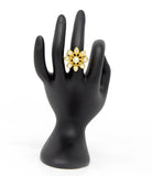 Gold Kundan Small Ring With Flower Kind Design