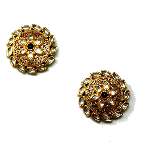 Gold Kundan Tops Earrings