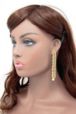 Gold Long Dangling Earrings With Embedded Stones and Pearls