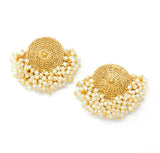 Gold Stud Earrings With Pearl Drops