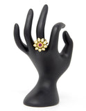 Gold Kundan Small Ring With Centered Pink Color Stone
