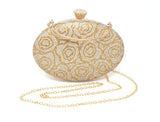 Sparkling Gold Oval Clutch with Handle and Chain