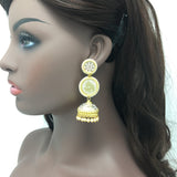 Gold White Color Dangle Drop Jhumka Pearl Beads Earrings