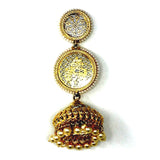 Gold White Color Jhumka with Pearl Beads Earrings