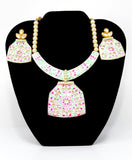 White Meenakari Gold Necklace Set with Earrings