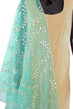 Green Color Dupatta With Golden Patti Work