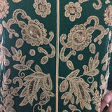 Green Color Suit Mandarin Collar Floral Pattern Work With Palazzo And Dupatta