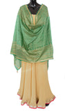 Green Color Dupatta With Golden Pattern