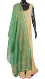 Green Color Dupatta With Golden Pattern
