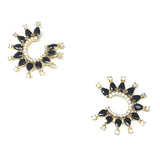 Green Color Stones Round AD Gold Earrings