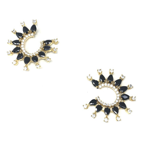 Green Color Stones Round AD Gold Earrings