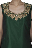 Green Silk Short Shirt With Patiala Salwar
