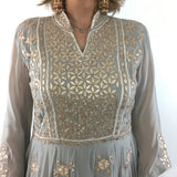 Grey Color Anarkali Indian clothing
