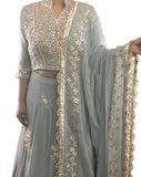 Grey Color Lehenga Choli Gota Patti Work With Dupatta