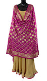 Hot Pink Color Bandhani Silk Dupatta