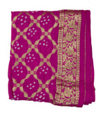 Hot Pink Color Bandhani Silk Dupatta