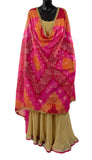 Pink Red Orange Multi Color Bandhani Dupatta