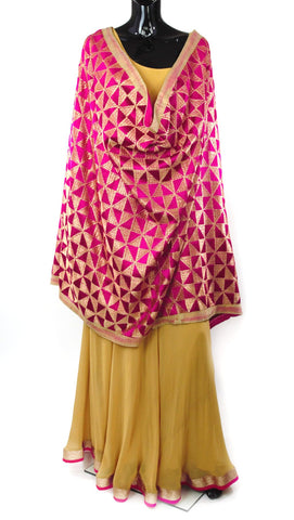Hot Pink Phulkari Dupatta