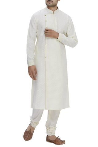 Ivory Chanderi Silk Kurta Set