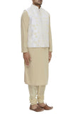 Ivory Raw Silk Embrodered Nehru Jacket Bandhgala Waistcoat Bandi