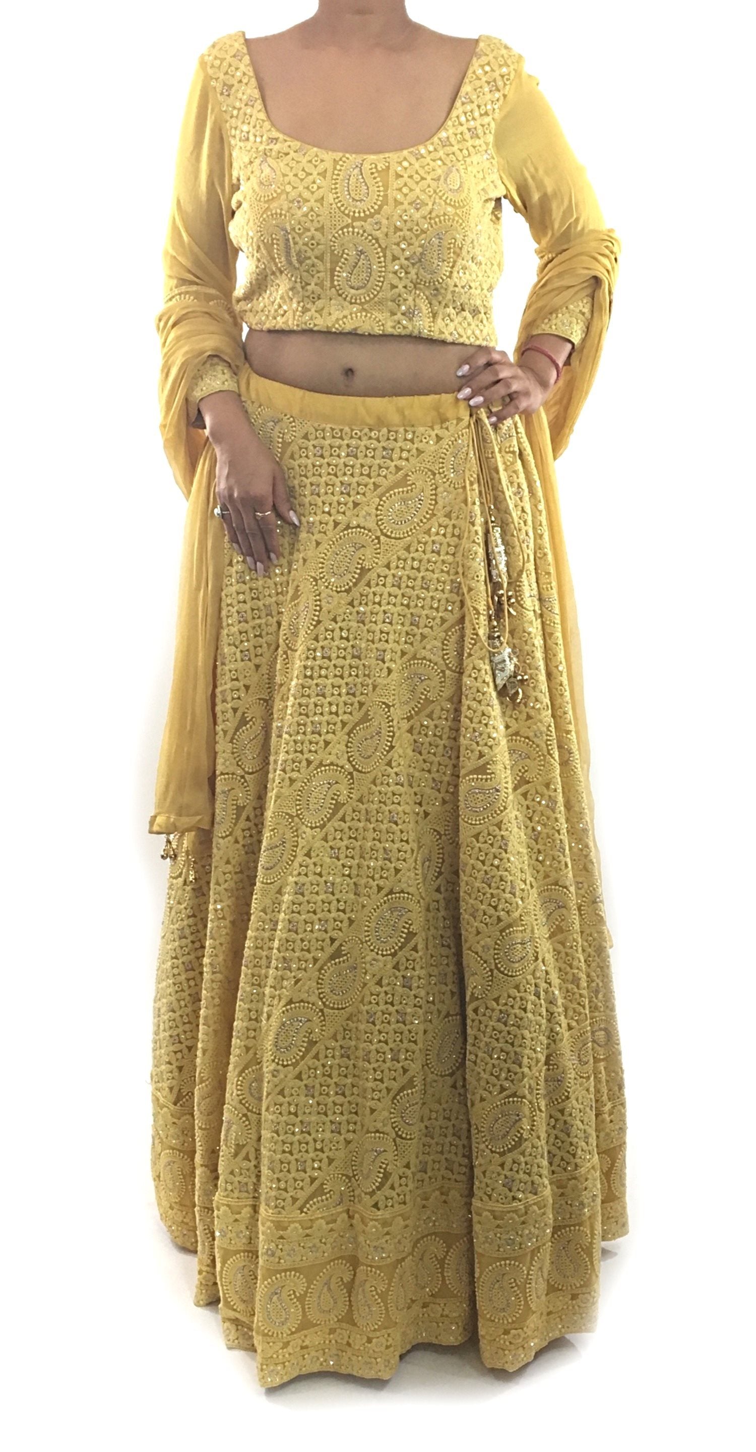 Mustard Color Chikankari Lehenga Choli With Dupatta