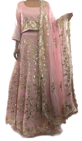 Pink Color Lehenga Choli With Dupatta Golden Patti Work