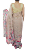 Light Coffee Color Floral Silk Saree With Swarovski Crystals Work