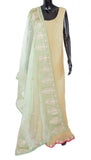 Light Green Color Dupatta With Gold Pattern Border