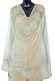 Light Green Color Dupatta With Gold Pattern Border