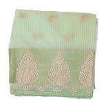 Light Green Color Dupatta With Gold Pattern Border