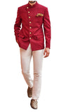 Maroon Color Bandhgala Chinese/Mandarin Collar Jodhpuri Suit