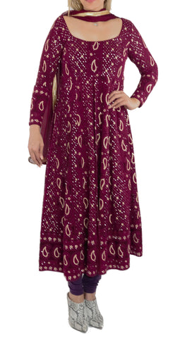 Maroon Color Lakhnavi Chikankari Anarkali Suit Set