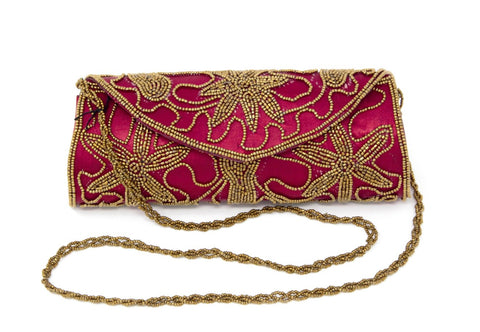 Maroon Handmade Cutdana Embroidery Handbag
