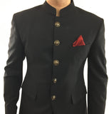 Black Bandhgala Chinese Mandarin Collar Formal Suit