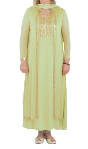 Mint Green Suit Swarovski Crystals Work With Leggings And Dupatta